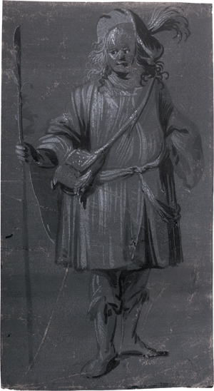 Lot 6530, Auction  127, Hamburger Schule, 17. Jh. Stehender Edelmann mit Federhut und Stab