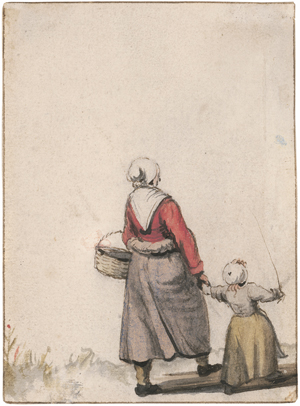 Lot 6533, Auction  127, Brakenburgh, Richard, Eine Mutter ihre kleine Tochter an der Hand führend