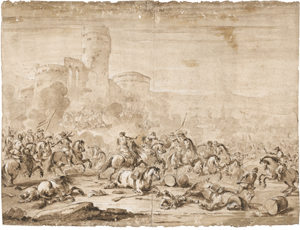 Lot 6553, Auction  127, Simonini, Francesco, Reiterschlacht vor einer Burg