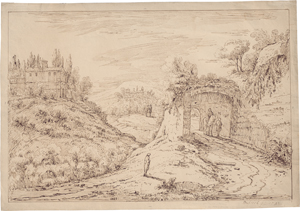 Lot 6571, Auction  127, Dietrich, Christian Wilhelm Ernst, Italianisante Landschaft mit einzelnen Gehöften und Staffage
