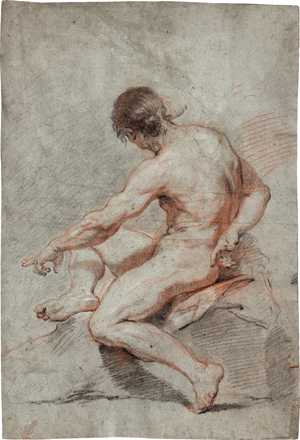 Lot 6577, Auction  127, Französisch, 18. Jh. Männlicher Akt, sitzend nach links gewandt