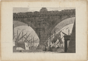 Lot 6595, Auction  127, Galliari, Gaspare, Theaterprospekt mit Rundbogenbrücke