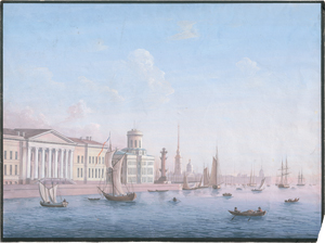 Lot 6643, Auction  127, Russisch, Anfang 19. Jh. St. Peterburg: Blick über die Newa auf auf die Akademie