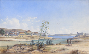 Lot 6659, Auction  127, Feubure, Ferdinand le, Südliche Landschaft mit dem Fort Sao Bruno in Caxias am Tejo in Portugal 