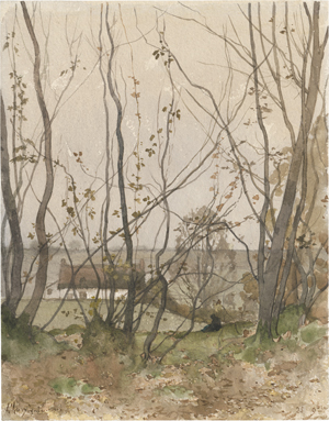 Lot 6675, Auction  127, Harpignies, Henri Joseph, Herbstliche Landschaft mit einem Bauerngehöft