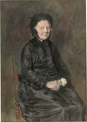 Lot 6681, Auction  127, Skarbina, Franz, Bildnis einer älteren Dame mit Spitzenhaube, in der Hand eine gefüllte Rose, wohl die Mutter des Seraphim Hubert Dumont