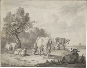 Lot 6690, Auction  127, Os, Pieter Gerardus van, Bäuerin mit Kühen und Schafen am Fluß