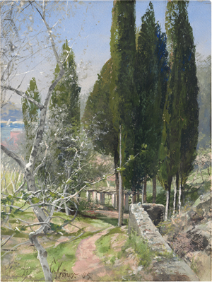 Lot 6701, Auction  127, Kröner, Johann Christian, Zypressen bei Sestri Levante