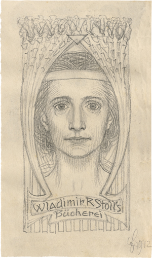 Lot 6731, Auction  127, Fidus, "Wladimir R. Stolls / Bücherei": Exlibris-Entwurf. 
