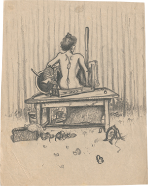 Lot 6917, Auction  127, Rainer, Arnulf, Weibliches Aktmodell, Tisch, Staffelei