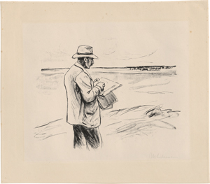 Lot 7007, Auction  127, Liebermann, Max, Selbstbildnis im Freien zeichnend
