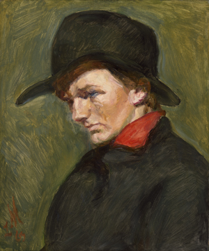 Lot 7145, Auction  127, Meidner, Ludwig, Portrait eines Jungen mit Hut und rotem Tuch
