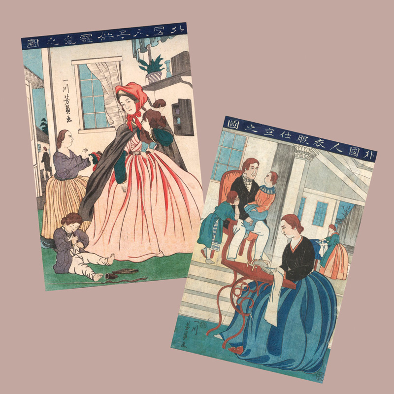 Lot 668, Auction  127, Yoshikazu, Utagawa, 3 Yokohama-e Farbholzschnitte