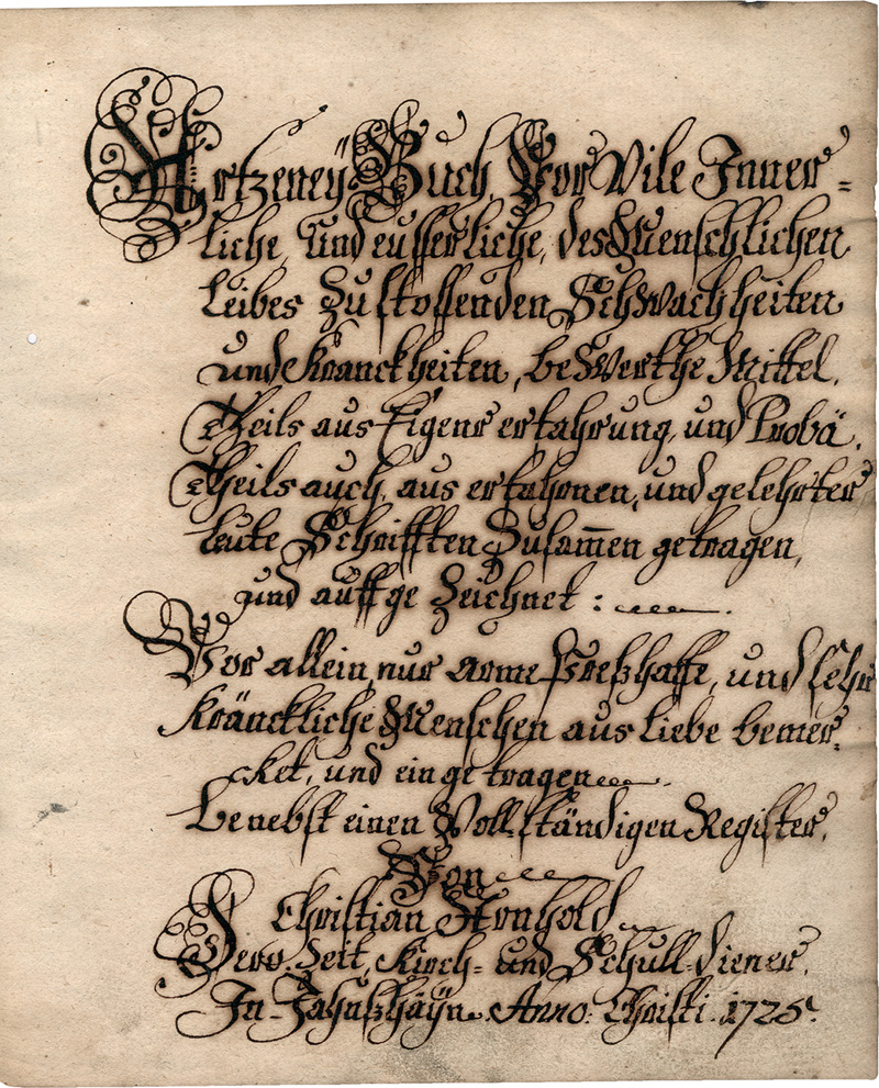 Lot 1038, Auction  127, Arnhold, Christian, Artzeney Buch Vor vile Jinnerliche, und eusserliche, des 