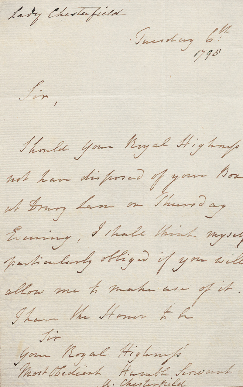 Lot 2508, Auction  127, Chesterfield, Philipp. D. Stanhope Earl of, Brief an Sir Thomas Robinson. Mit Beigabe Lady Stanhope. 1757