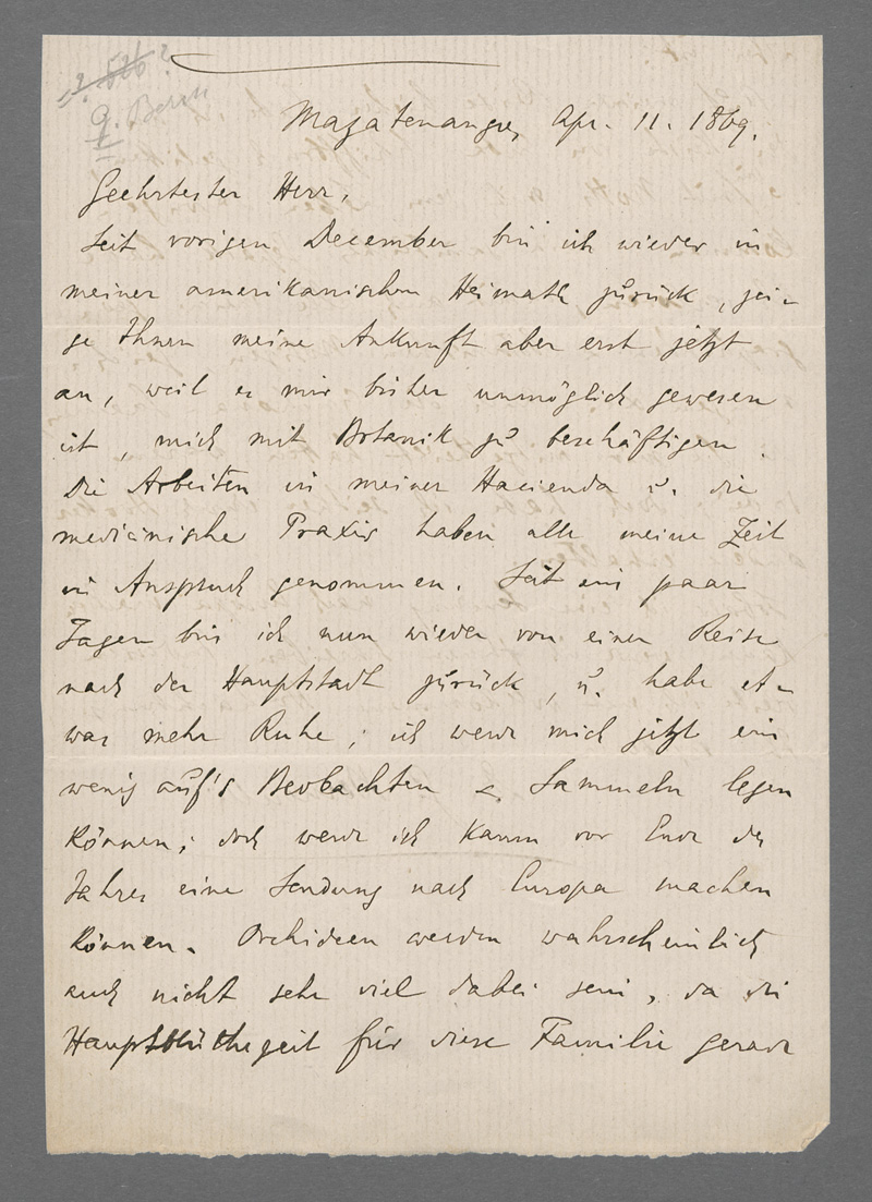 Lot 2553, Auction  127, Bernoulli, Carl Gustav, Brief an Eugen v. Halacsy. Guatemala 1869.