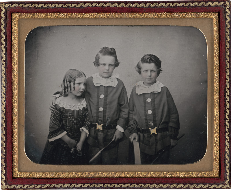 Lot 4007, Auction  127, Ambrotypes, Studio portrait of three children
