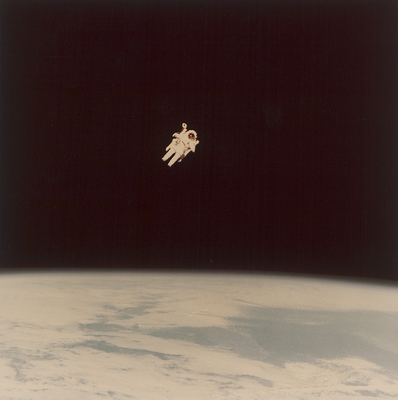 Lot 4252, Auction  127, NASA, Astronaut Bruce McCandless floating untethered in space during the STS-41B mission, Challenger. Feb. 7,1984