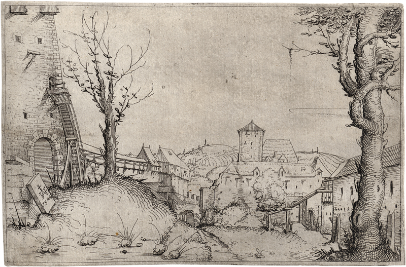 Lot 5123, Auction  127, Hirschvogel, Augustin, Ansicht mit dem Innenhof eines Schlosses