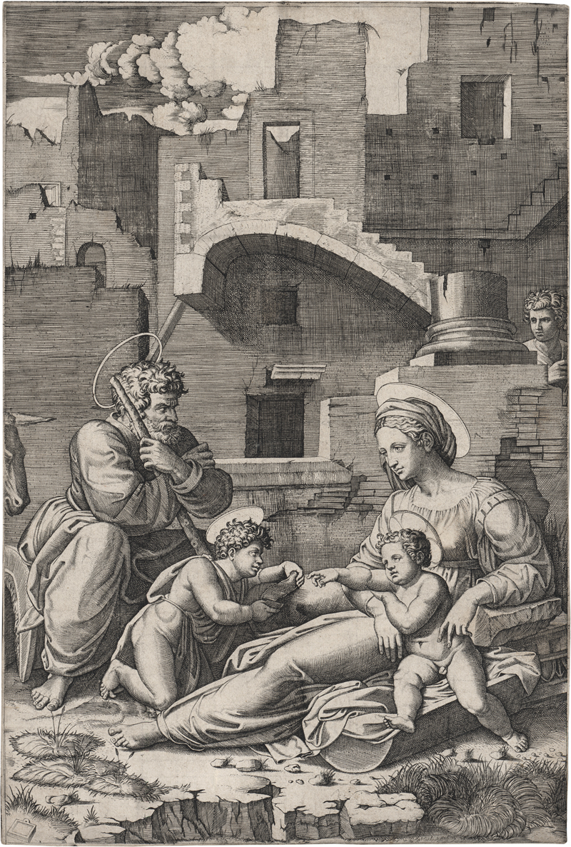Lot 5193, Auction  127, Raimondi, Marcantonio, Die Hl. Familie mit dem Johannesknaben 