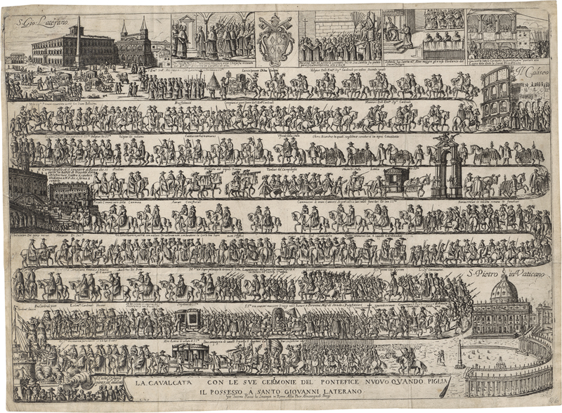 Lot 5215, Auction  127, Rouhier, Louis, La cavalcata con le sue cermonie del Pontefice nuovo quando piglia il possesso a Santo Giovanni Laterano