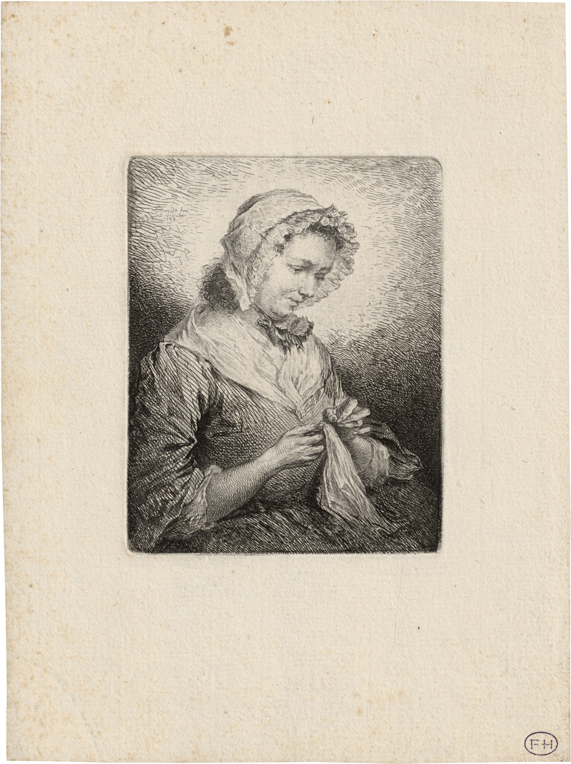 Lot 5298, Auction  127, Schmidt, Georg Friedrich, Des Künstlers Frau, nähend