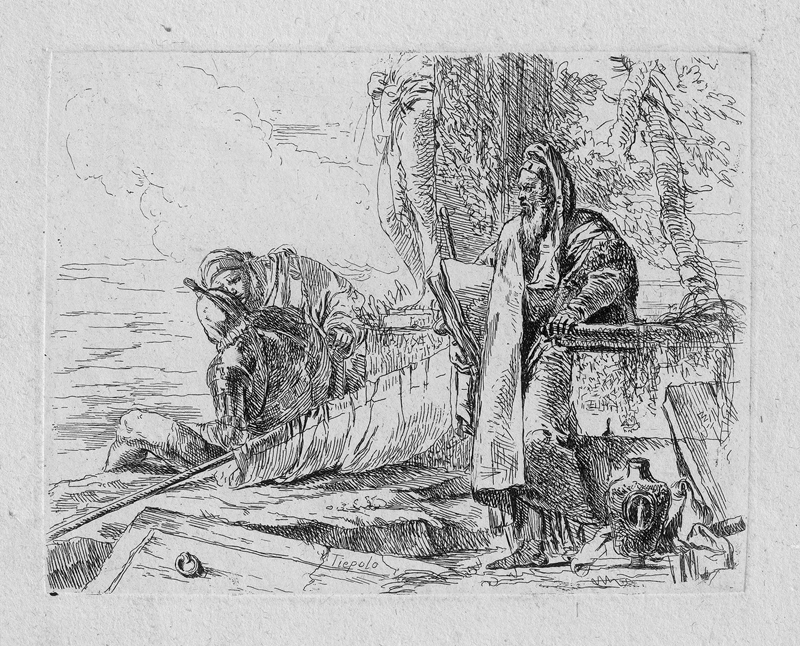 Lot 5308, Auction  127, Tiepolo, Giovanni Battista, Der stehende Philosoph mit dem großem Buch und zwei weitere Figuren