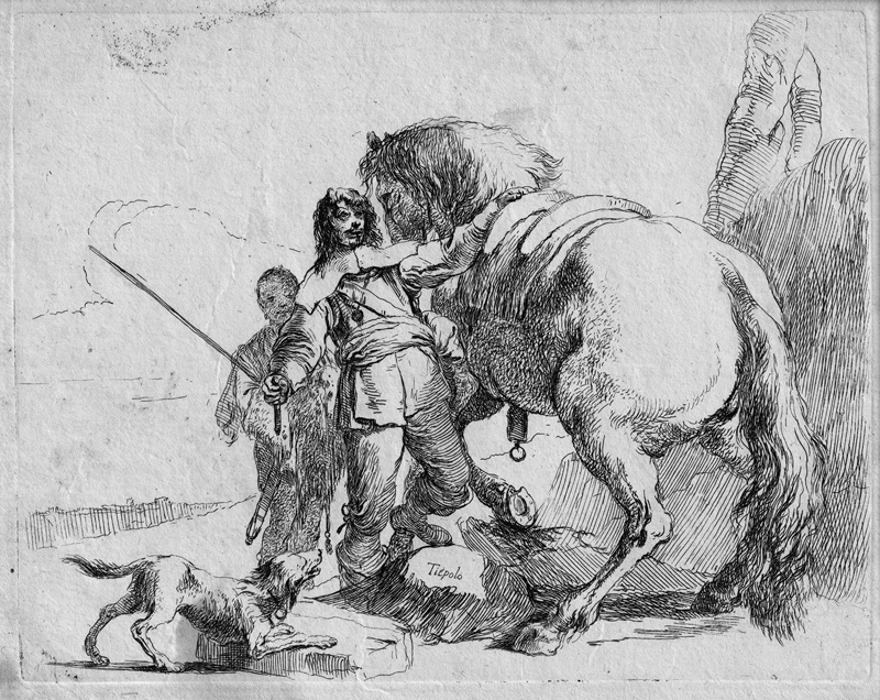 Lot 5309, Auction  127, Tiepolo, Giovanni Battista, Der Kavalier bei seinem Pferd stehend