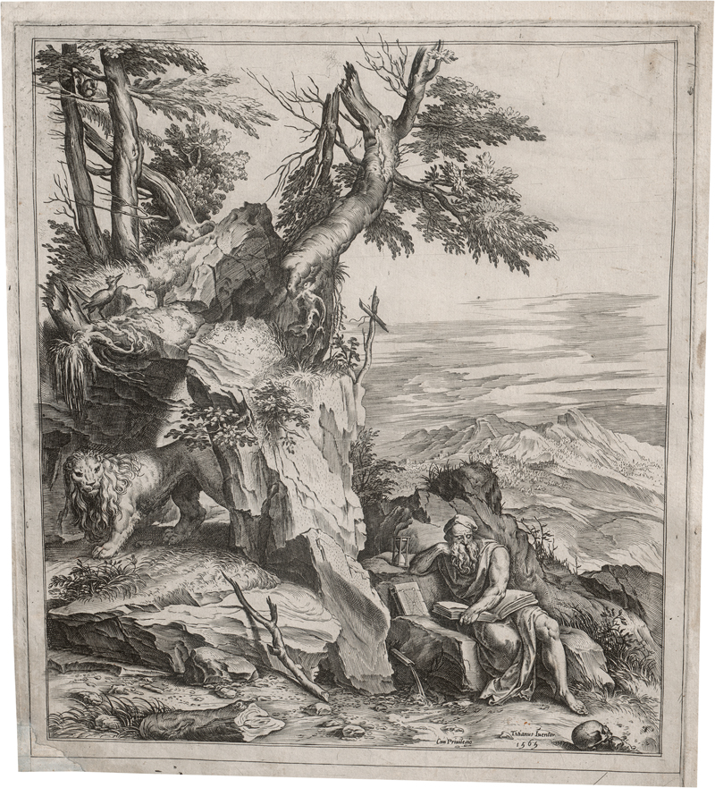 Lot 5469, Auction  127, Cort, Cornelis, Der hl. Hieronymus in der Wüste, lesend
