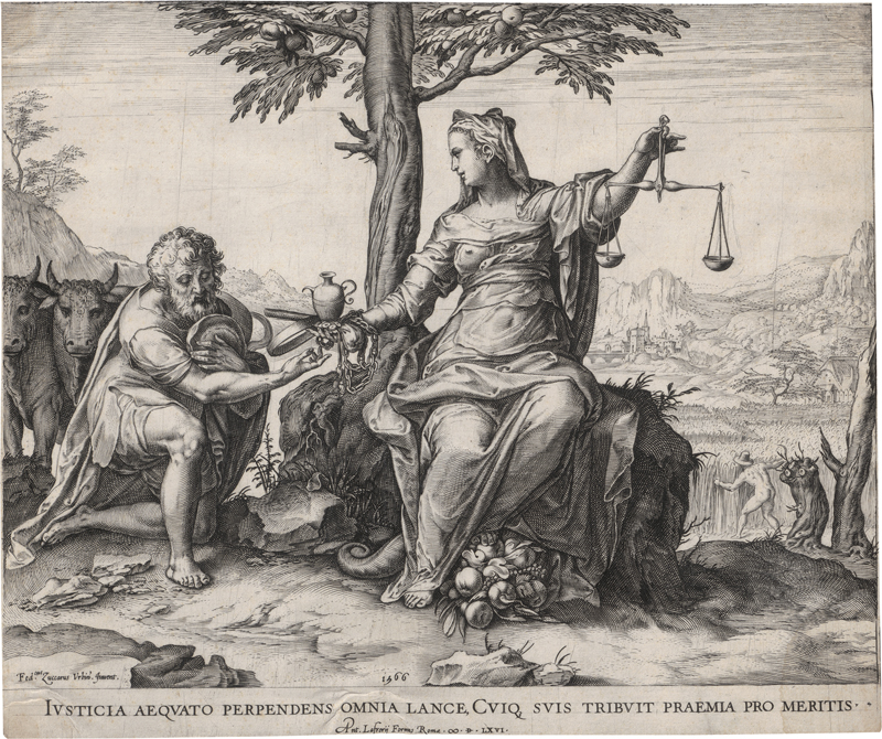Lot 5470, Auction  127, Cort, Cornelis, Justizia weist die Reichtümer zurück