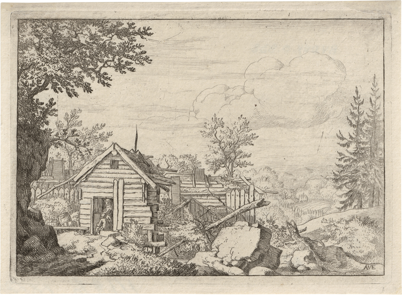 Lot 5507, Auction  127, Everdingen, Allaert van, Blick durch den durchlöcherten Felsen; Zwei Männer in der Tür einer Hütte stehend; 