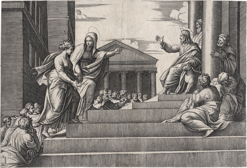 Lot 5605, Auction  127, Raimondi, Marcantonio, Martha führt Maria Magdalena in den Tempel (Notre dame à l'escalier)