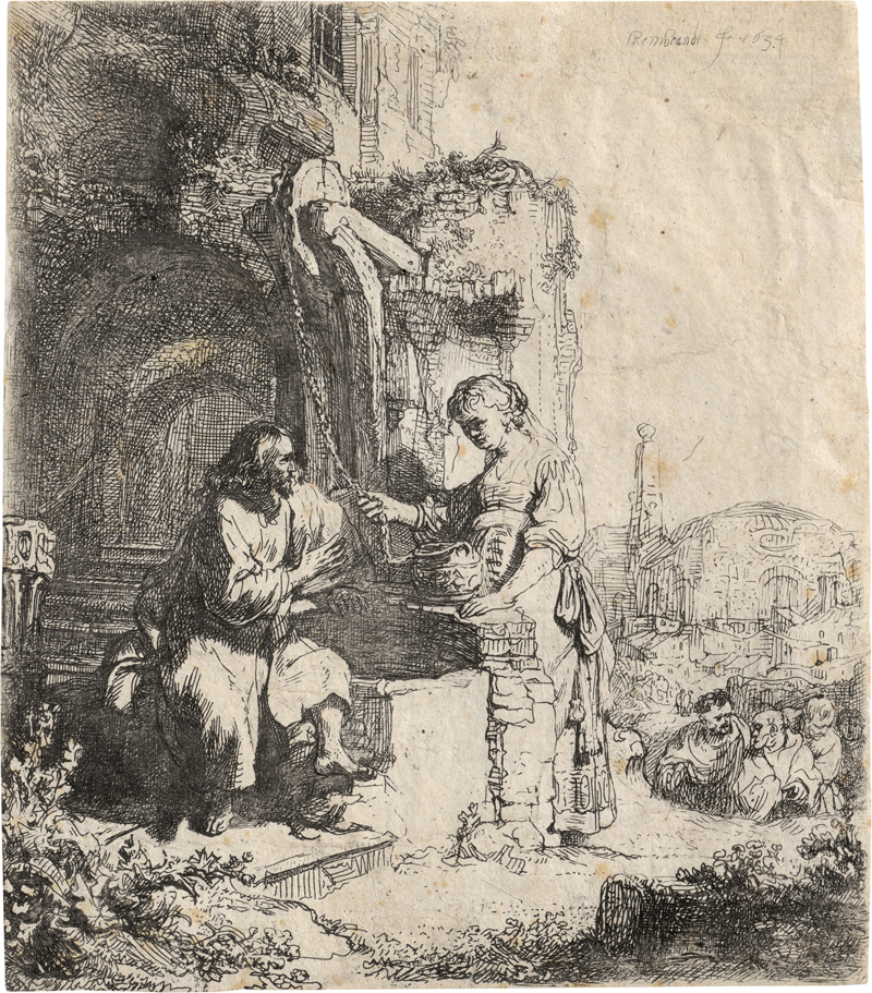 Lot 5610, Auction  127, Rembrandt Harmensz. van Rijn, Christus und die Samariterin zwischen Ruinen