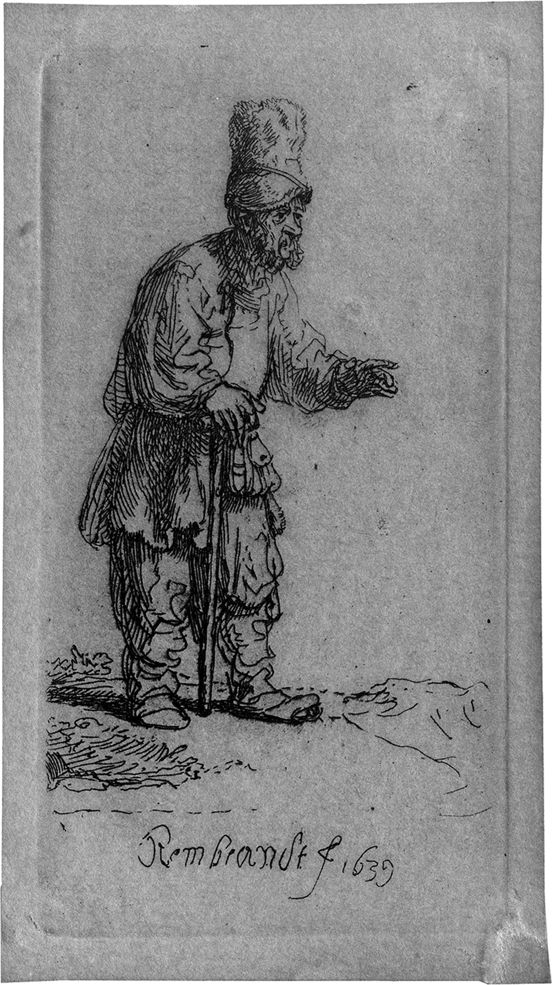 Lot 5617, Auction  127, Rembrandt Harmensz. van Rijn, Bauer mit hoher Mütze, auf einen Stock gelehnt