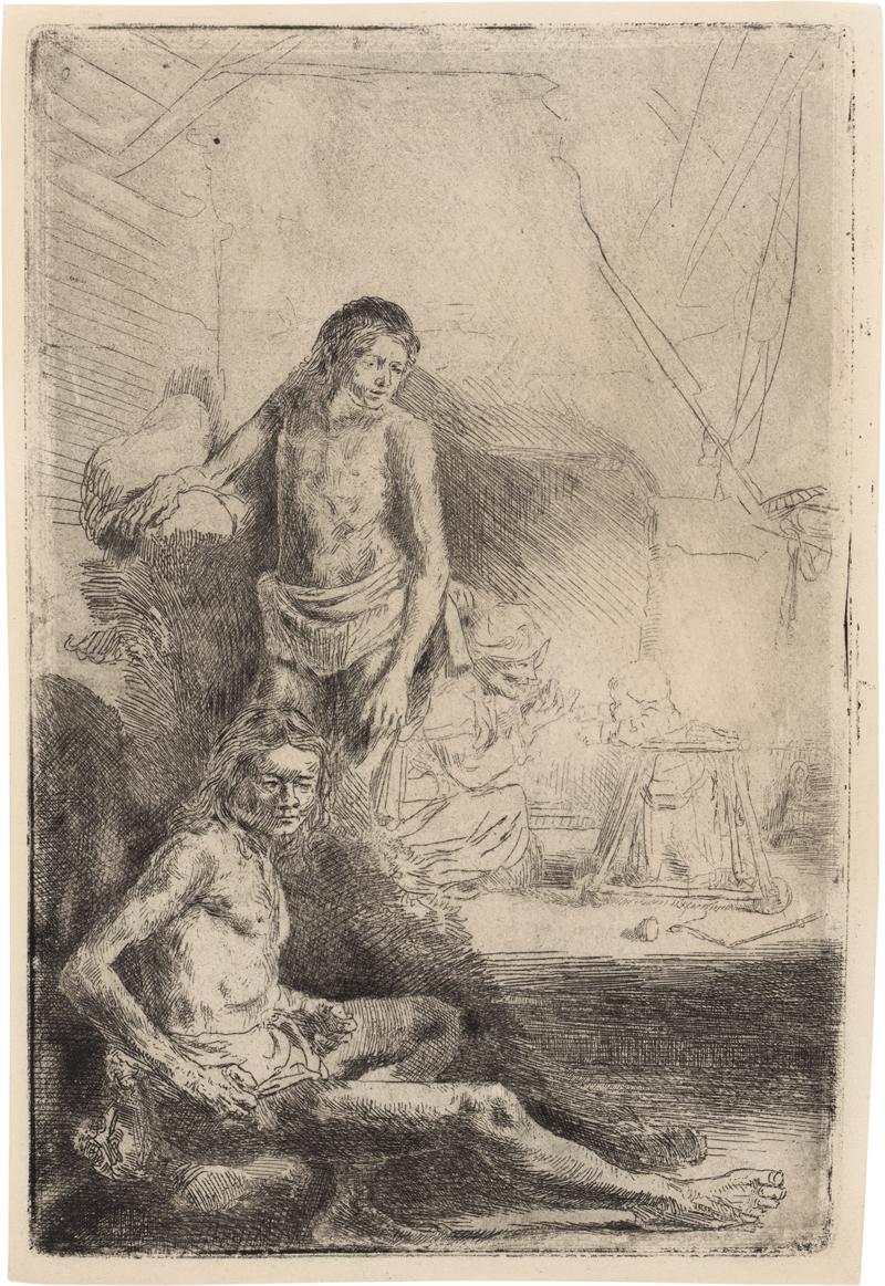 Lot 5621, Auction  127, Rembrandt Harmensz. van Rijn, Zwei männliche Akte ("Het Rolwagentje")