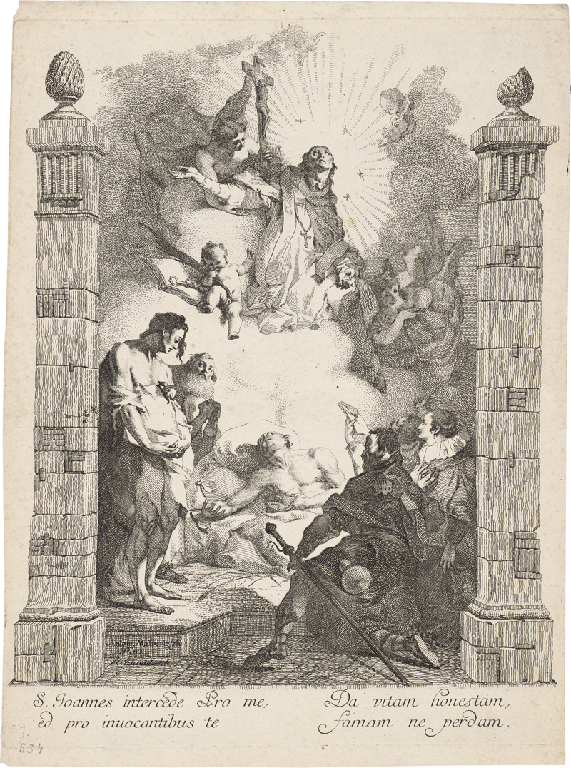 Lot 5644, Auction  127, Schmutzer, Jakob Matthias, Der hl. Johann von Nepomuk als Fürsprecher der Armen und Kranken