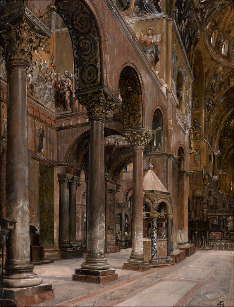 Lot 6085, Auction  127, Deutsch oder Österreichisch, um 1870. Blick in das Innere von San Marco in Venedig