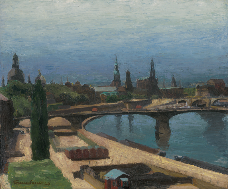 Lot 6146, Auction  127, Dresdener Schule, 1929. Blick auf Dresden mit der Elbe ("Elbelandschaft")