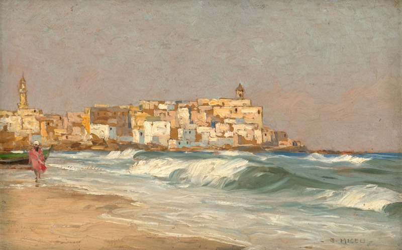 Lot 6373, Auction  127, Miceu, Giuseppe, Meeresbrandung am Strand von Jaffa