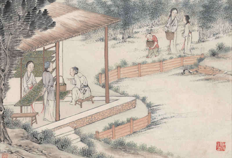 Lot 6398, Auction  127, Chinesisch, 19. Jh. Die Seidenraupenzucht