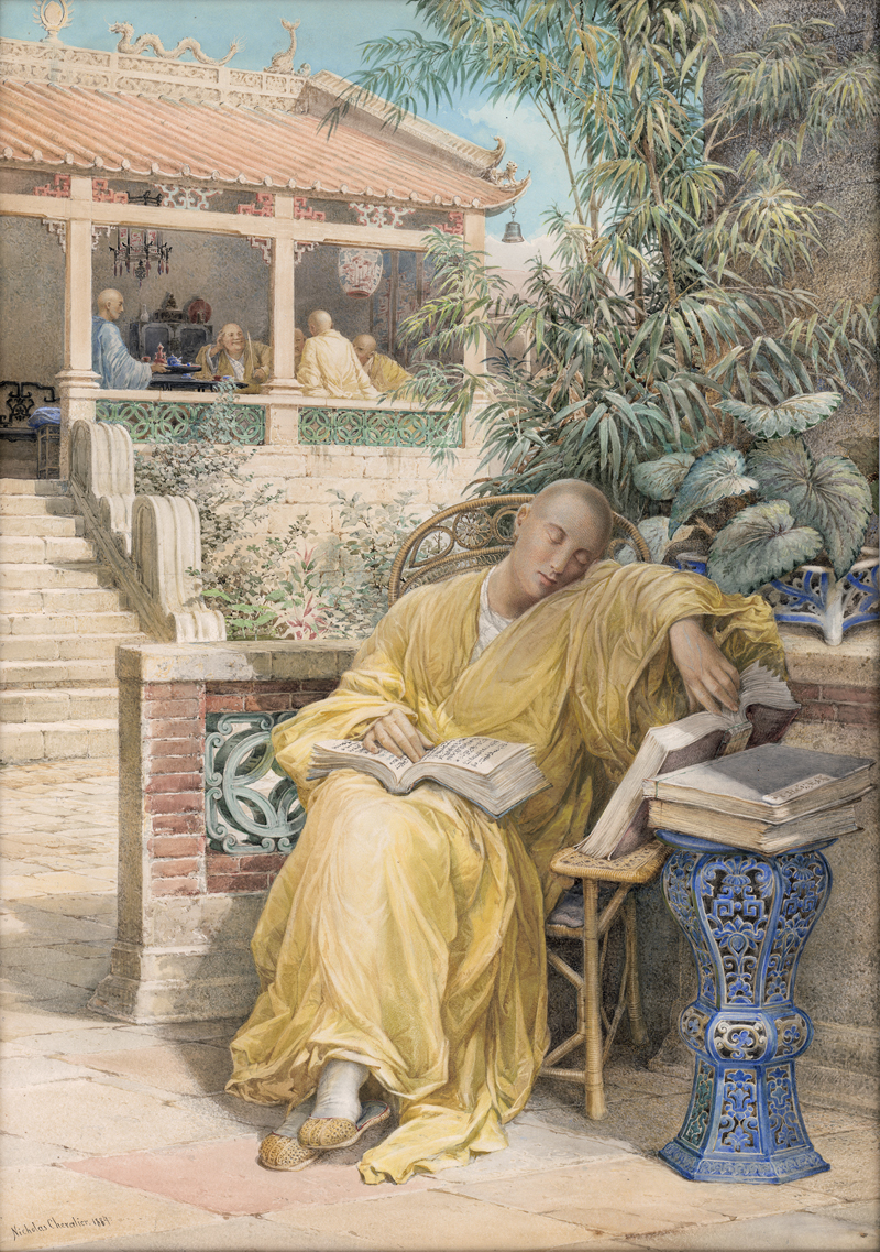Lot 6415, Auction  127, Chevalier, Nicolas, Buddhistischer Mönch in einem Garten eines chinesischen Klosters