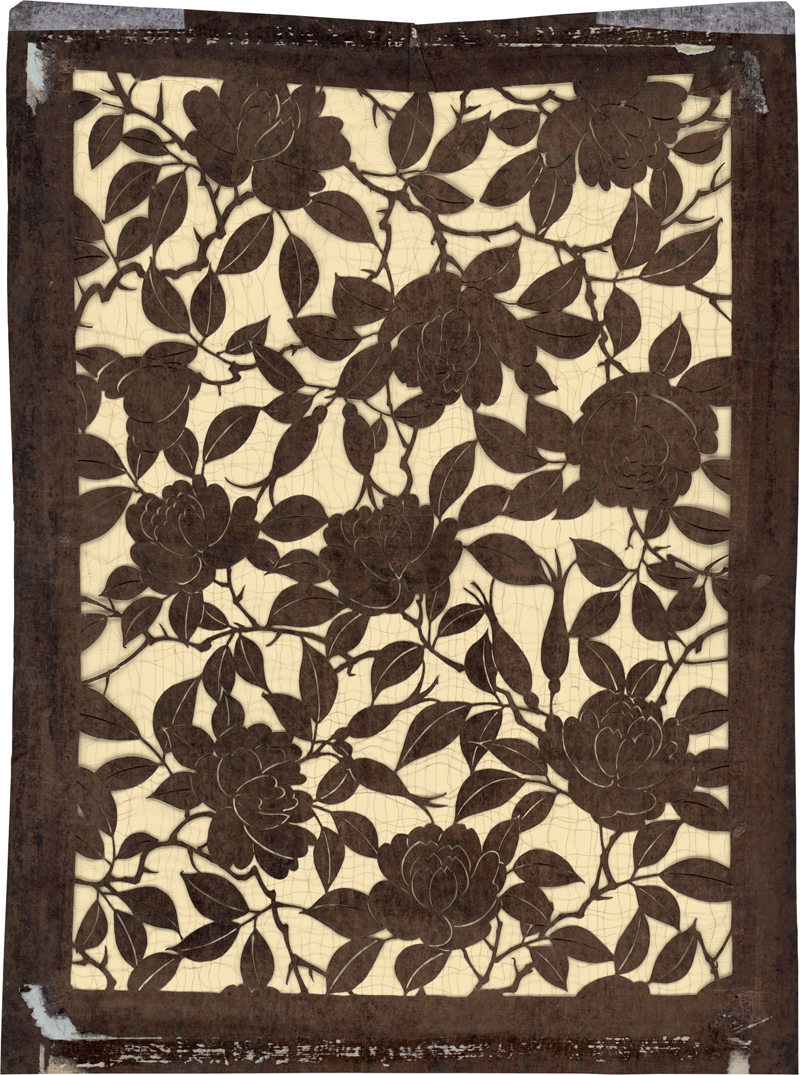 Lot 6427, Auction  127, Katagami, Rosenblüten, Knospen und Blätter