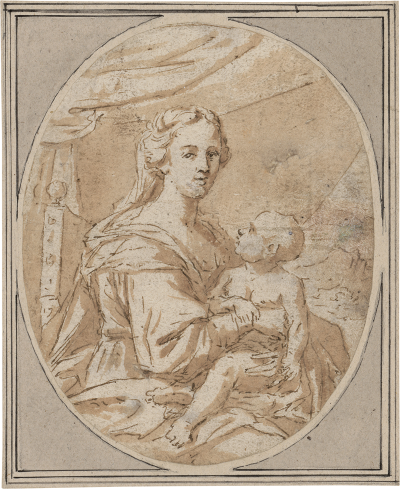 Lot 6515, Auction  127, Französisch, 17. Jh. . Mutter mit Kind im ovalen Bildausschnitt
