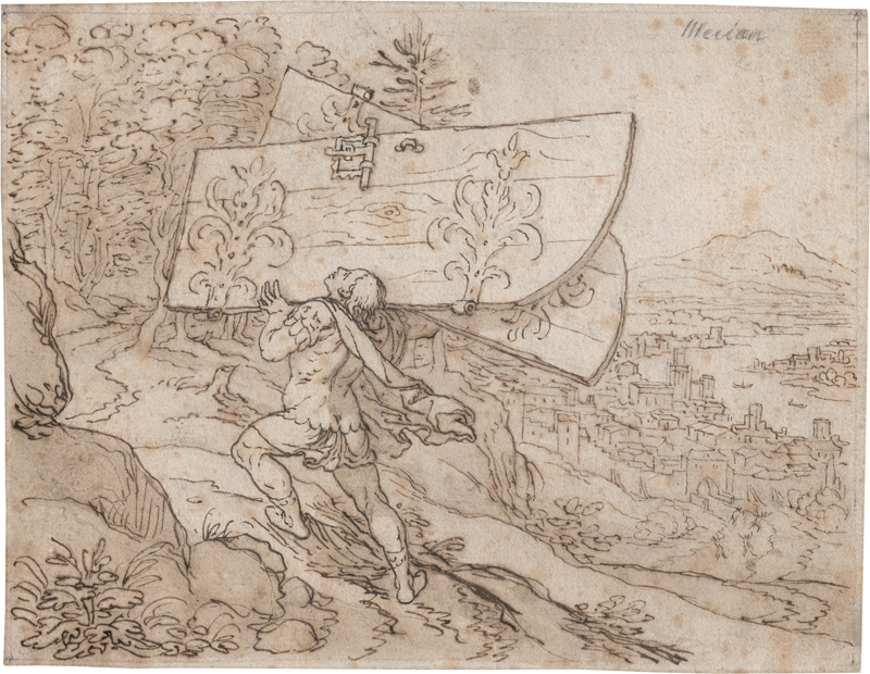 Lot 6529, Auction  127, Merian d. Ä., Matthäus, Simson trägt das Stadttor von Gaza auf den Berg Hebron