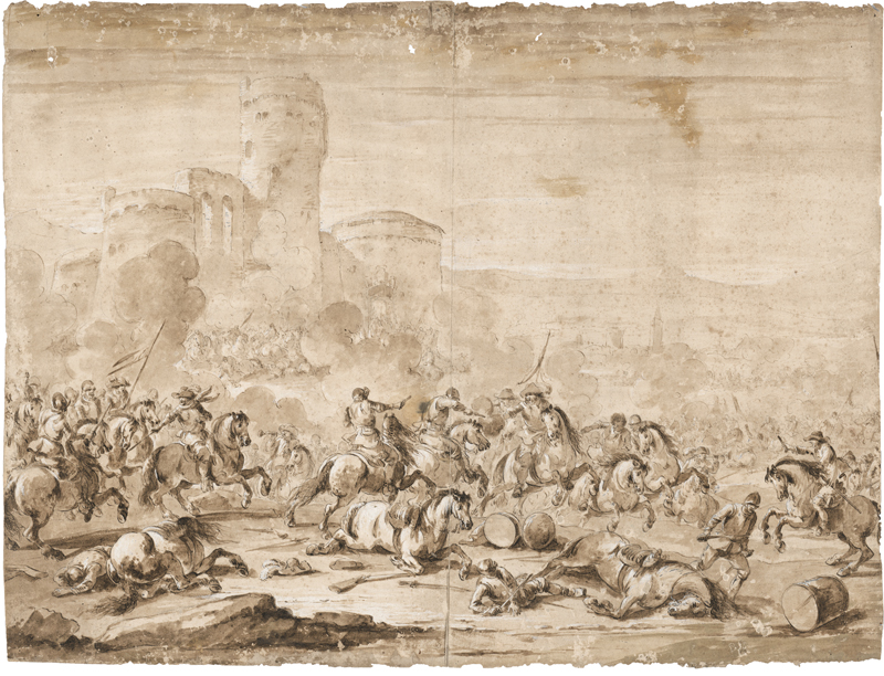 Lot 6553, Auction  127, Simonini, Francesco, Reiterschlacht vor einer Burg