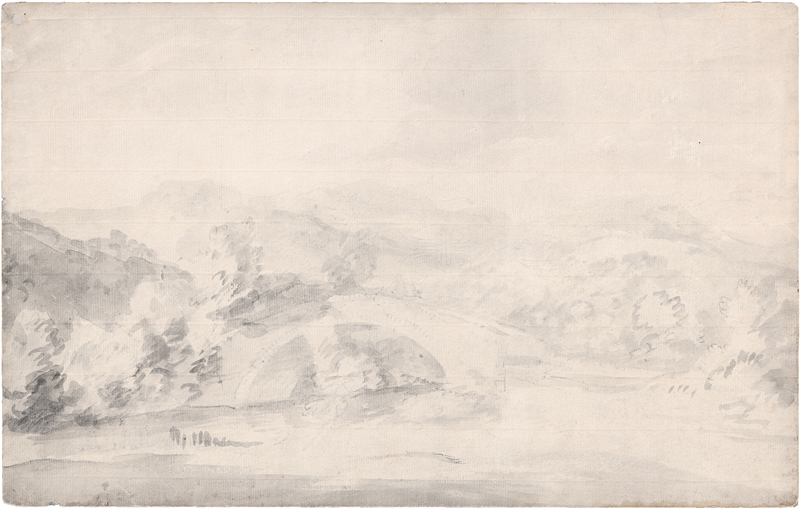 Lot 6591, Auction  127, Gainsborough, Thomas, Flusslandschaft mit Brücke im Lake District