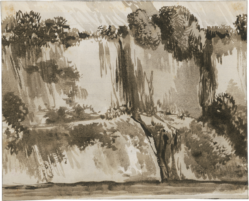 Lot 6593, Auction  127, Kobell, Franz, Bewachsene Felsen am Wasser
