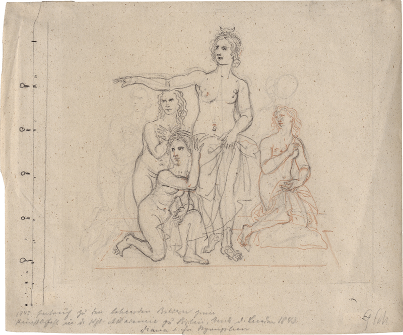Lot 6615, Auction  127, Schadow, Johann Gottfried, Diana im Bade - Wiederholung nach einem der "lebenden Bilder" auf dem Künstlerball, Berlin 1843