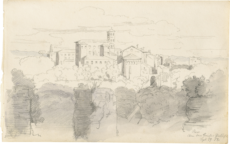 Lot 6616, Auction  127, Deutsch, 1838. Blick auf die Kirche SS. Giovanni e Paolo in Rom