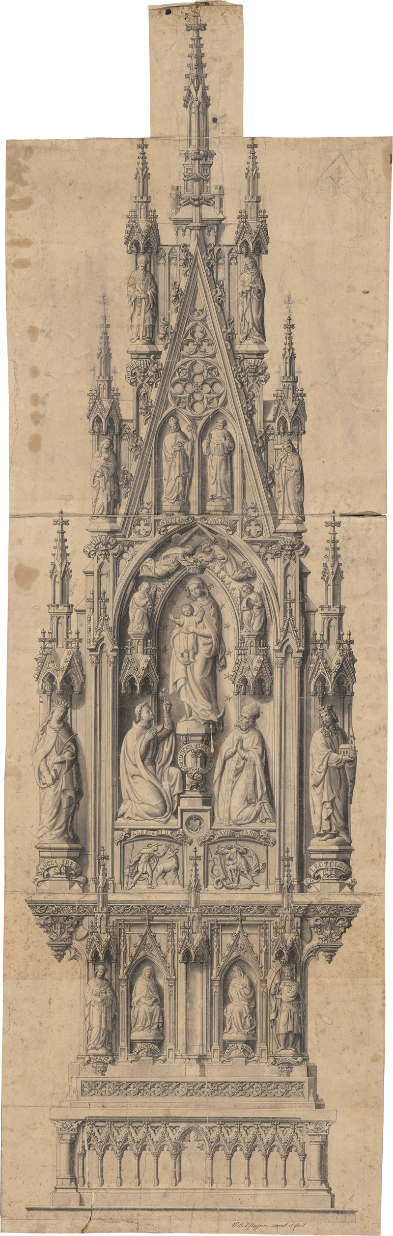 Lot 6629, Auction  127, Niessen, Wilhelm Joseph, Genehmigter Entwurf für den Marien-Altar in der Arco-Kapelle des Münchener Domes "Zu Unserer Lieben Frau"